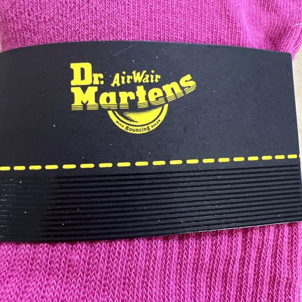 NEW Dr. Martens AirWair Athletic Logo Thrift Pink Organic Crew Socks S/M 3-8